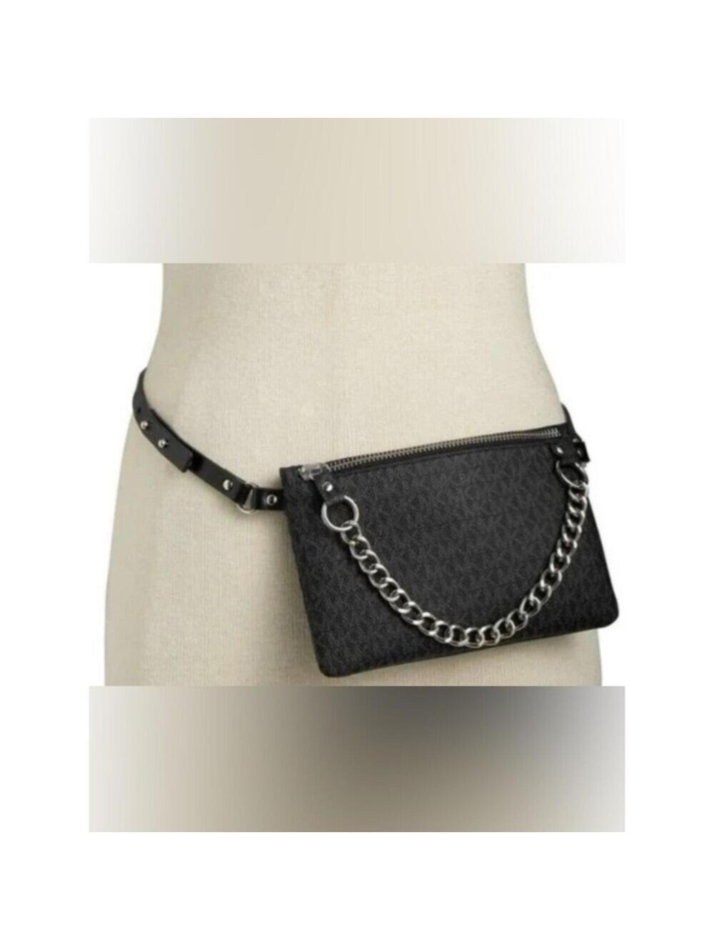 Michael Kors Black MK Signature Fanny Pack Belt Bag